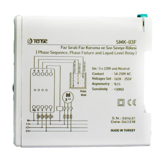 TENSE SMK-03F PHASE FAILURE WITH LIQUID LEVEL CONTROLER RELAY (3 phase) TENSE SMK-03F PHASE FAILURE WITH LIQUID LEVEL CONTROLER RELAY (3 phase)