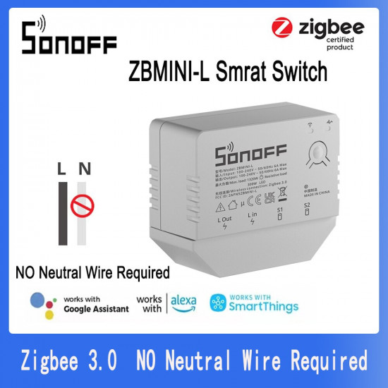 SONOFF ZBMINI-L interrupteur intelligent Zigbee sans fils neutre SONOFF ZBMINI-L interrupteur intelligent Zigbee sans fils neutre