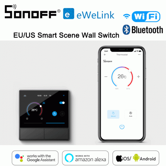 Interrupteur mural intelligent SONOFF NSpanel, panneau de commande centrale compatible alexa et google home