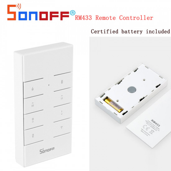 Télécommande RF SONOFF RM433 RSafe33 433MHz avec base pour contrôle TX Series/D1/4CH Pro R3/RF Switch Télécommande RF SONOFF RM433 RSafe33 433MHz avec base pour contrôle TX Series/D1/4CH Pro R3/RF Switch
