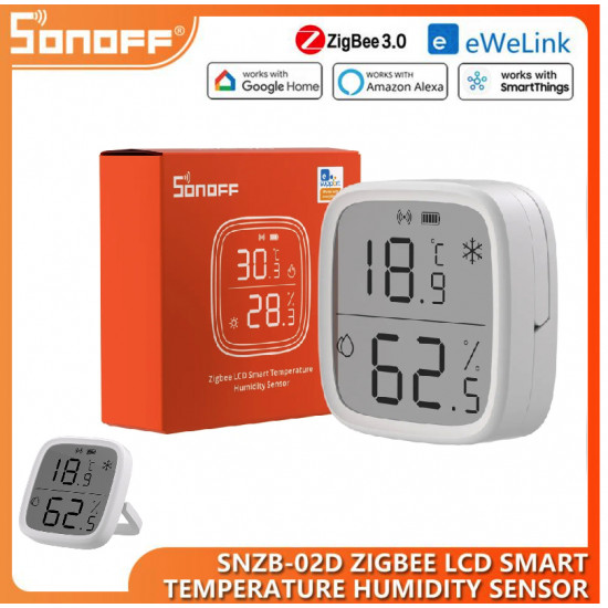 Capteur de température et humidité SONOFF SNZB-02D Zigbee avec écran LCD