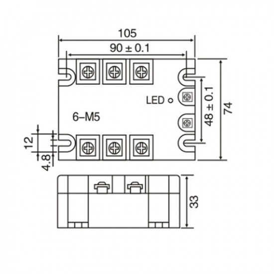 Relais à semi-conducteurs triphasé SSR-3-80DA , entrée 3-32V DC, sortie 90-380V AC, relais à semi-conducteurs