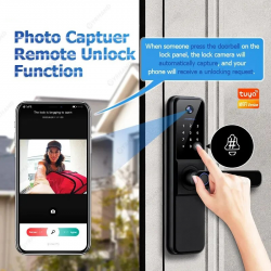 Serrure de Porte Intelligente H01 avec Caméra Biométrique ouverture par : code , empreinte , application  et Carte Mifare Serrure de Porte Intelligente H01 avec Caméra Biométrique ouverture par : code , empreinte , application  et Carte Mifare