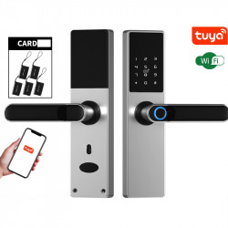 Serrure De Porte Electronique WiFi Intelligente à Empreinte 520-Tuya-Silver Serrure De Porte Electronique WiFi Intelligente à Empreinte 520-Tuya-Silver