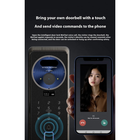Serrure de porte Intelligente  biométrique haute qualité Sharp H7-FV à reconnaissance faciale , empreinte et code