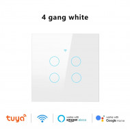 Interrupteur de lumière intelligent Tactile Sans et avec neutre 4-Voies Blanc tuya Interrupteur de lumière intelligent Tactile Sans et avec neutre 4-Voies Blanc tuya