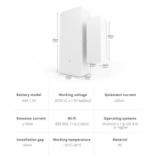 Door and window opening/closing detector wifi sonoff DW2 ewelink Door and window opening/closing detector wifi sonoff DW2 ewelink