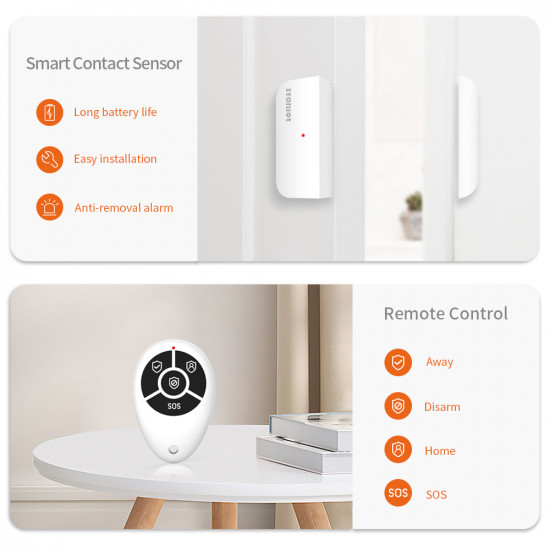 système d'alarme de sécurité domestique intelligent HD sans fil  wi-fi GSM Sirène intégrée de 115db et batterie de 5000mAh STANIOT 7"