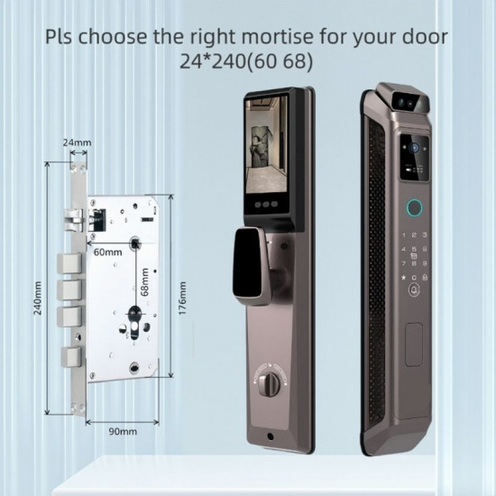 Serrure intélligente T10 cooper biométrique avec caméra Pour porte extérieure Tuya empreintes digitale , code , faciale et carte ic et 