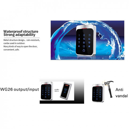 Metal Waterproof 125KHz RFID Touch Screen Keypad Standalone Access Controller Touch screen Door Lock SystemT50 Metal Waterproof 125KHz RFID Touch Screen Keypad Standalone Access Controller Touch screen Door Lock SystemT50