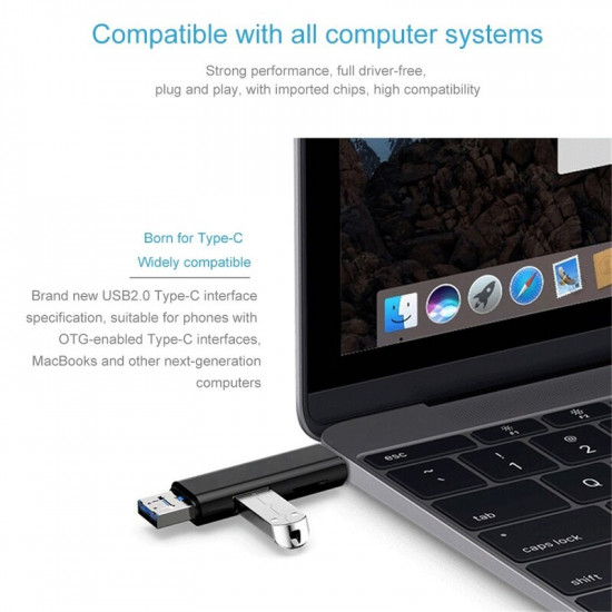 Lecteur de cartes mémoire OTG multifonction 5 en 1 Usb 3.0 Type C