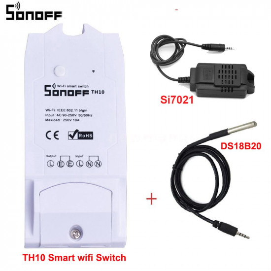 Itead Sonoff TH10 Modules de commutation wifi sans fil prennent en charge le capteur de température moniteur d'humidité pour la domotique intelligente 10A 2200W
