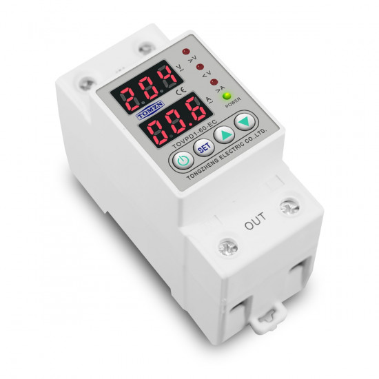 Din Rail Dual Display Adjustable Over Voltage Current and Under Voltage Protective Device Protector Relay 63A 230V Din Rail Dual Display Adjustable Over Voltage Current and Under Voltage Protective Device Protector Relay 63A 230V