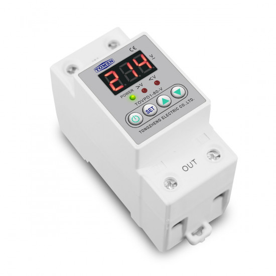 Din rail voltage display relay ON/OFF adjustable over under voltage proteciotn device automatic reconnect protector 63A TOMZN TOVPD1-60-V Din rail voltage display relay ON/OFF adjustable over under voltage proteciotn device automatic reconnect protector 63A TOMZN TOVPD1-60-V