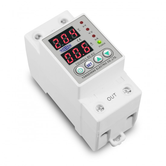 Din Rail Dual Display Adjustable Over Voltage Current and Under Voltage Protective Device Protector Relay 63A  230V