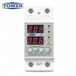 Din Rail Dual Display Adjustable Over Voltage Current and Under Voltage Protective Device Protector Relay 63A  230V