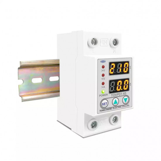 60A 230V Din Rail Adjustable Over Voltage and Under Voltage Protective Device Protector Relay TOMZN TOVPD1-63 60A 230V Din Rail Adjustable Over Voltage and Under Voltage Protective Device Protector Relay TOMZN TOVPD1-63