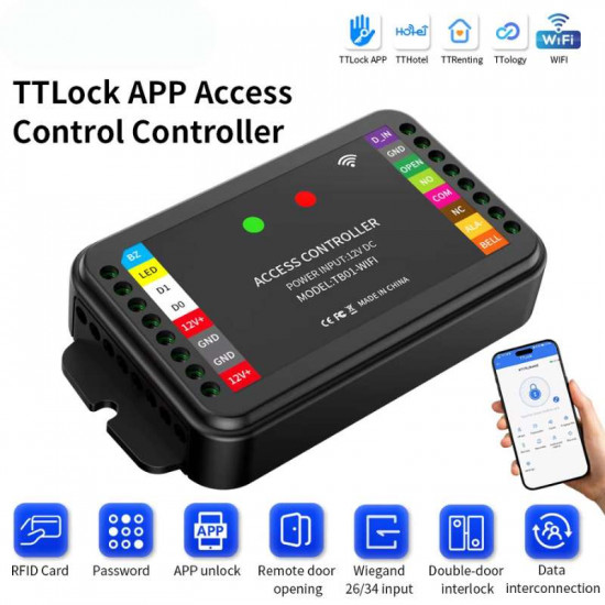 Panneau de contrôle d'accès RFID Sboard WiFi APP TTLOCK, lecteur RFID Wiegand 26/34 bits TTB01