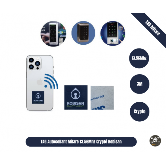 TAG AUTOCOLLANT MIFARE CRYPTO X5 ROBISAN ANTI-CLONAGE TAG AUTOCOLLANT MIFARE CRYPTO X5 ROBISAN ANTI-CLONAGE