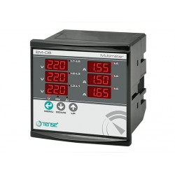 MODULAR ELECTRONIC MULTIMETER: VOLTMETER + AMMETER + DIGITAL FREQUENCY METER ON DIN RAIL TENSE EM06