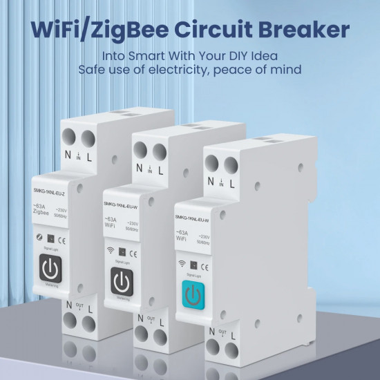 Disjoncteur WiFi avec compteur d'énergie, moniteur de consommation d'énergie AVATTO WCB02-WM