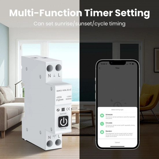 Disjoncteur WiFi avec compteur d'énergie, moniteur de consommation d'énergie AVATTO WCB02-WM