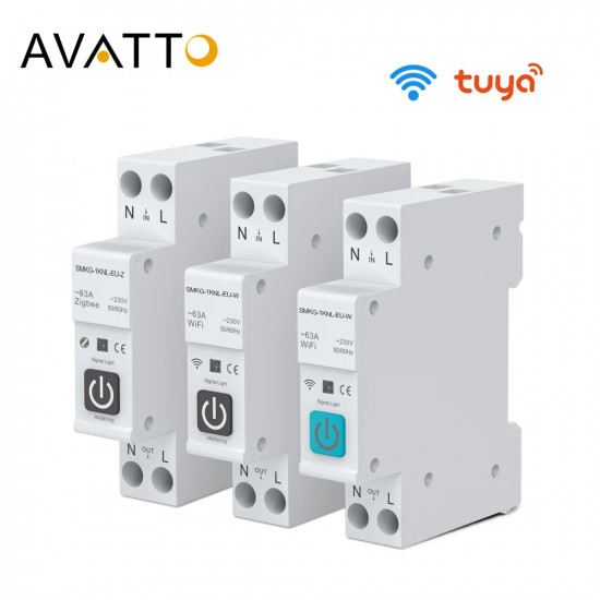 Disjoncteur WiFi avec compteur d'énergie, moniteur de consommation d'énergie AVATTO WCB02-WM