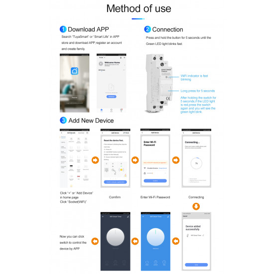 Télérupteur / contacteur WiFi DIN 16A compatible Tuya Smart Life avec mémoire interne Télérupteur / contacteur WiFi DIN 16A compatible Tuya Smart Life avec mémoire interne