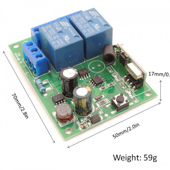 Télécommande universelle sans fil 433MHz 85V-220V 10A 2 canaux