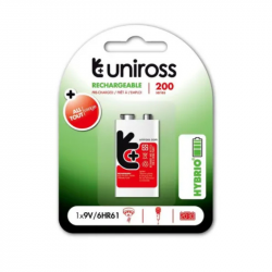 Pile Rechargeable NI-MH UNIROSS HYBRIO 9V 200mAh