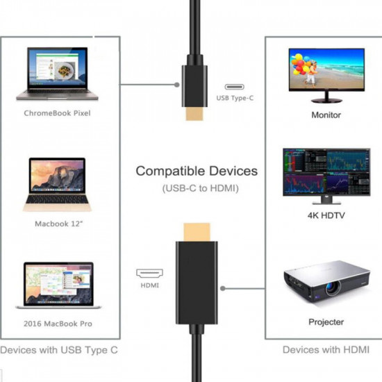 Cable Vidéo Type C vers HDMI 4K 60HZ 1,8 M