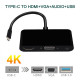 Adaptateur 3 en 1 USB C compatible HDMI de type c vers compatible HDMI Convertisseur audio vidéo VGA