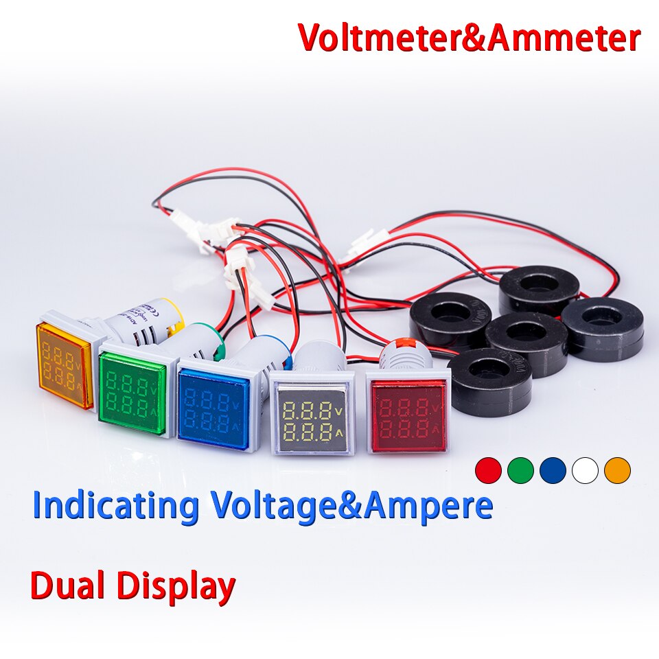 Voltmètre Ampèremètre Numérique Double Affichage Carré 60-500V 0
