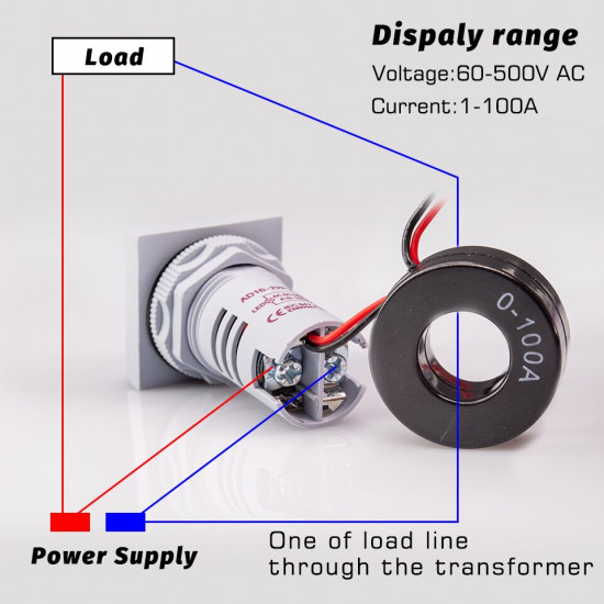 LED Dual Display AC Amp Volt Digital Voltage Current Meter Indicator