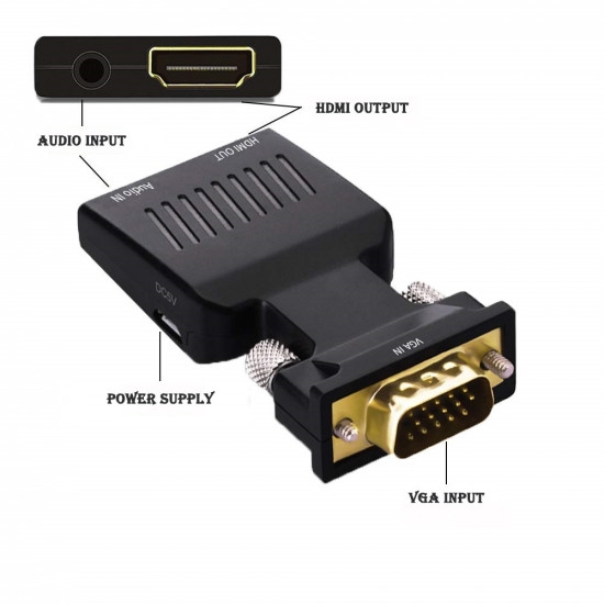 Adaptateur convertisseur HD 1080P VGA vers HDMI avec Audio Adaptateur convertisseur HD 1080P VGA vers HDMI avec Audio