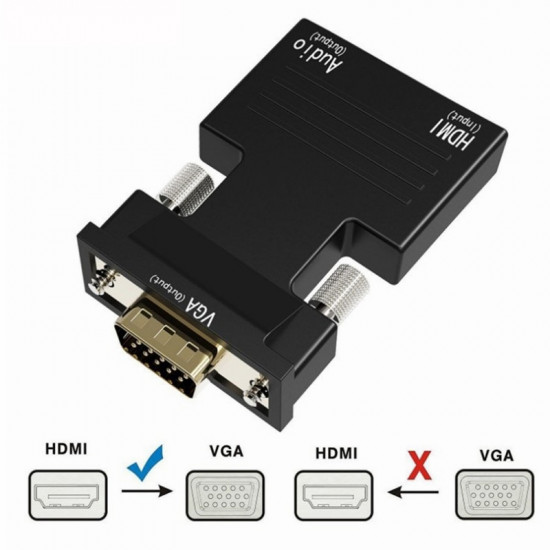 Adaptateur convertisseur HD 1080P VGA vers HDMI avec Audio