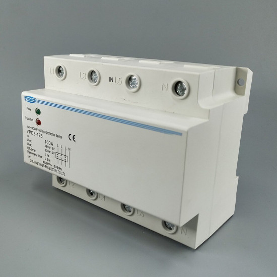 100A 380V Three Phase four wire Din rail automatic recovery over voltage and under voltage protective protection relay 100A 380V Three Phase four wire Din rail automatic recovery over voltage and under voltage protective protection relay