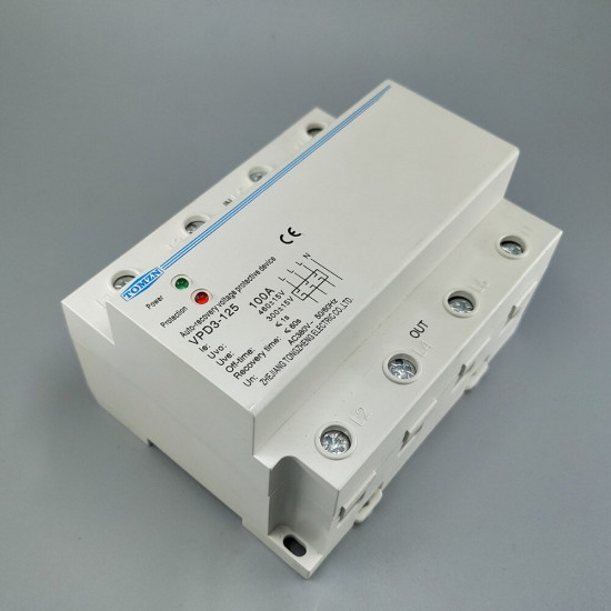 100A 380V Three Phase four wire Din rail automatic recovery over voltage and under voltage protective protection relay 100A 380V Three Phase four wire Din rail automatic recovery over voltage and under voltage protective protection relay