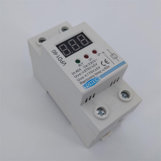 automatic reconnect over and under voltage protection protective device relay with Voltmeter voltage monitor 60 A 220 V automatic reconnect over and under voltage protection protective device relay with Voltmeter voltage monitor 60 A 220 V