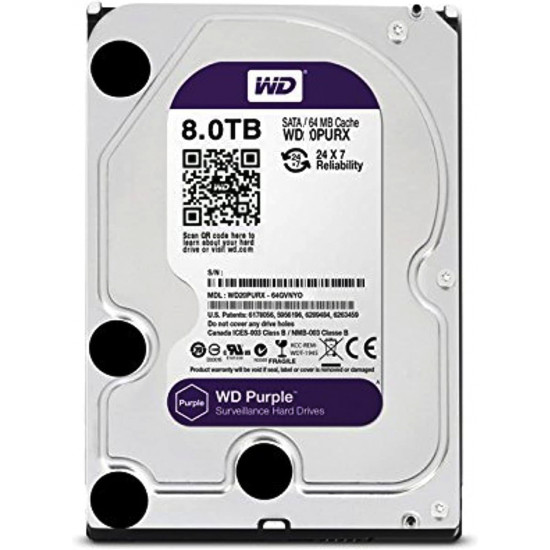 Disque dur interne pour la vidéo surveillance Western Digital - WD Purple 8To WD80PURX