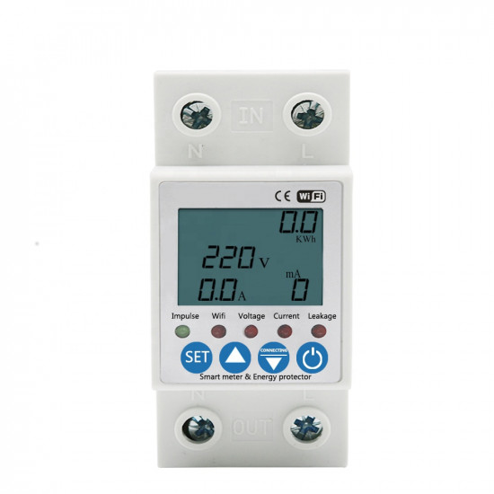TUYA APP WiFi Smart Circuit Earth Leakage Over Under Voltage Protector Relay Device Switch Breaker Energy Power kWh Meter 2P 63A TUYA APP WiFi Smart Circuit Earth Leakage Over Under Voltage Protector Relay Device Switch Breaker Energy Power kWh Meter 2P 63A