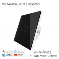 Smart WiFi RF433 Wireless without Neutral 1 Gang Light Switch Tuya APP
