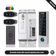 Kit de contrôle d'accès sans fil WS2-HF3-EM RF433 avec batterie intégrée RFID biométrique avec serrure a piston et exit bouton