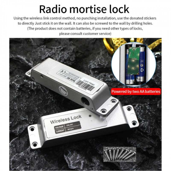 Kit de contrôle d'accès sans fil WS2-HF3-EM RF433 avec batterie intégrée RFID biométrique avec serrure a piston et exit bouton