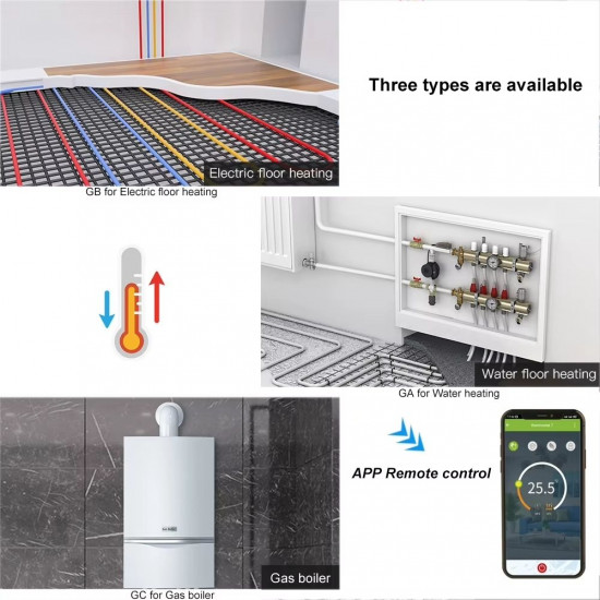 Thermostat intelligent Zigbee pour chaudière – sortie filaire avec contact sec – Noir – BHT-006GCZB