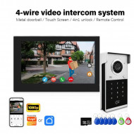système de visiophone hybride AHD-TUYA vidéo intelligent avec sonnette en métal, écran tactile de 7 pouces
