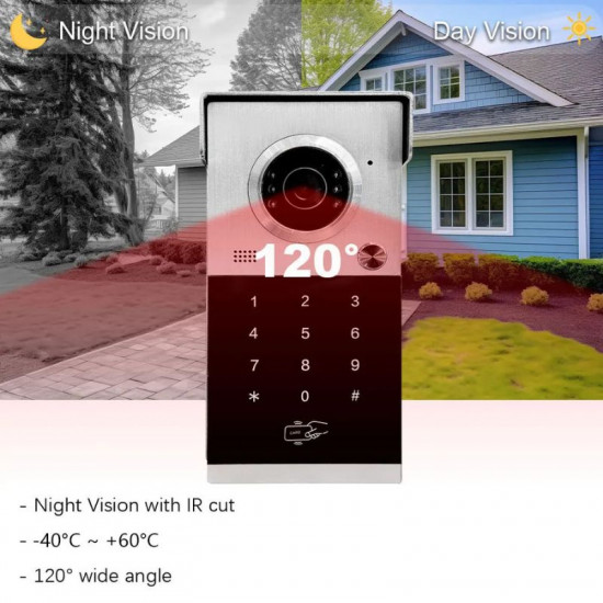 système de visiophone hybride AHD-TUYA vidéo intelligent avec sonnette en métal, écran tactile de 7 pouces