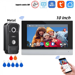 Sonnette visiophone Tuya avec moniteur10" intelligent et contrôle d'accès aux portes AHD-1024A  avec option NVR