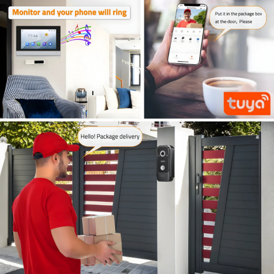 Sonnette visiophone Tuya avec moniteur10" intelligent et contrôle d'accès aux portes AHD-1024A avec option NVR Sonnette visiophone Tuya avec moniteur10" intelligent et contrôle d'accès aux portes AHD-1024A avec option NVR