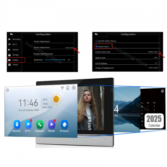 Sonnette visiophone Tuya avec moniteur10" intelligent et contrôle d'accès aux portes AHD-1024A avec option NVR Sonnette visiophone Tuya avec moniteur10" intelligent et contrôle d'accès aux portes AHD-1024A avec option NVR